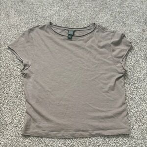 Women's XS Wild Fable Tan Gray Fitted Cropped T-Shirt